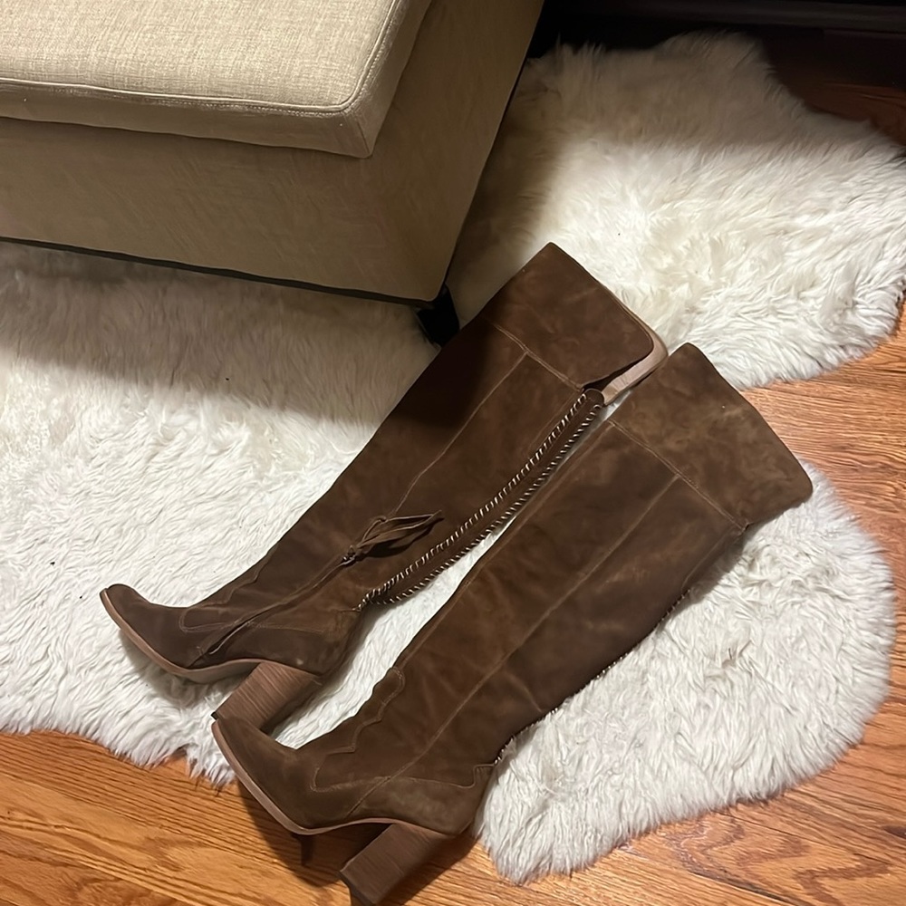 Over the knee brown suede dolce vita boots.